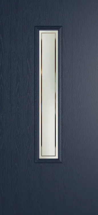 Barcelona 1219 composite door in Blue with Victorian Border glass