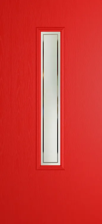 Barcelona 1219 composite door in Candy Red with Victorian Border glass