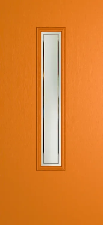 Barcelona 1219 composite door in Clementine with Victorian Border glass