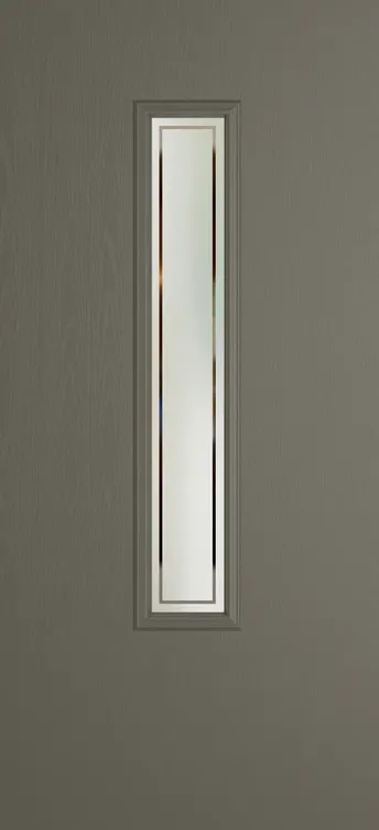 Barcelona 1219 composite door in Dolphin Grey with Victorian Border glass