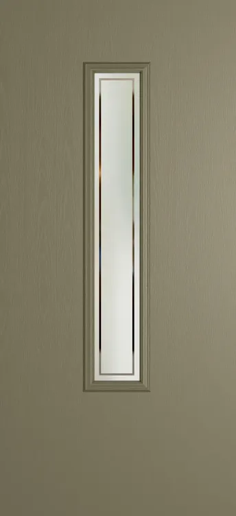 Barcelona 1219 composite door in Olive Grey with Victorian Border glass