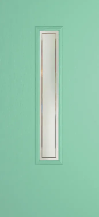 Barcelona 1219 composite door in Pastel Turquoise with Victorian Border glass
