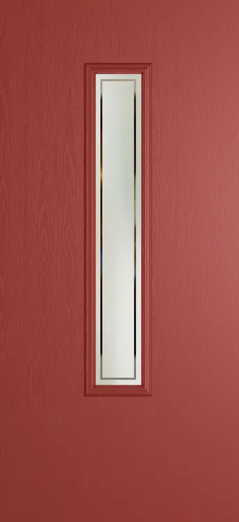 Barcelona 1219 composite door in Red with Victorian Border glass