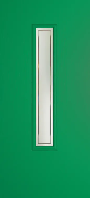 Barcelona 1219 composite door in Signal Green with Victorian Border glass