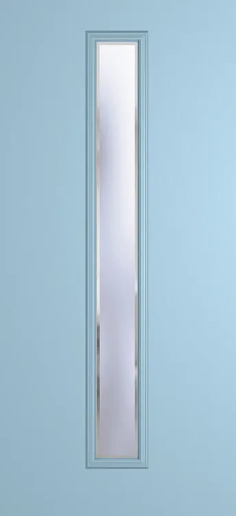 Barcelona 1625 composite door in Duck Egg Blue with Kensington glass