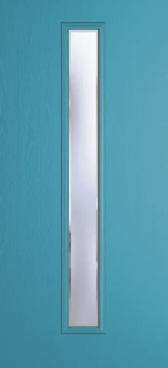 Barcelona 1625 composite door in Light Blue with Kensington glass