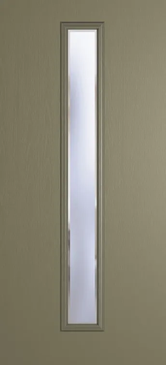 Barcelona 1625 composite door in Olive Grey with Kensington glass