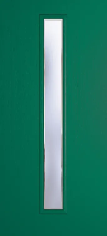 Barcelona 1625 composite door in Opal Green with Kensington glass