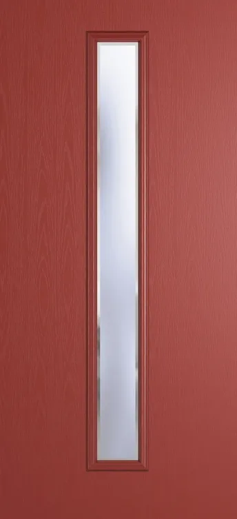 Barcelona 1625 composite door in Red with Kensington glass