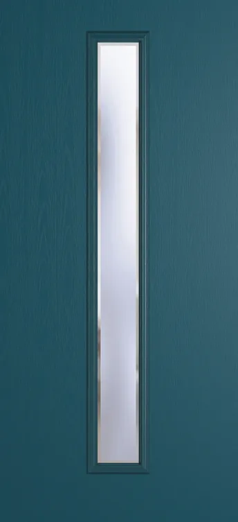 Barcelona 1625 composite door in Tranquil Blue with Kensington glass