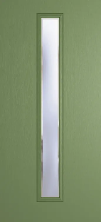 Barcelona 1625 composite door in Woodland Green with Kensington glass