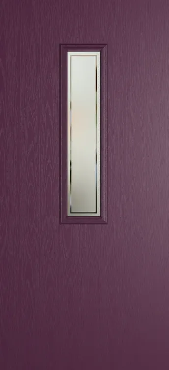 Barcelona 912 composite door in Aubergine with Victorian Border glass