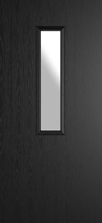 Barcelona 912 composite door in Black with Satin glass