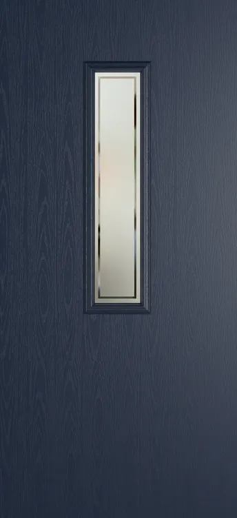 Barcelona 912 composite door in Blue with Victorian Border glass