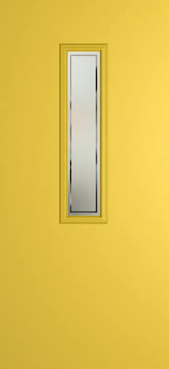 Barcelona 912 composite door in Canary Yellow with Victorian Border glass