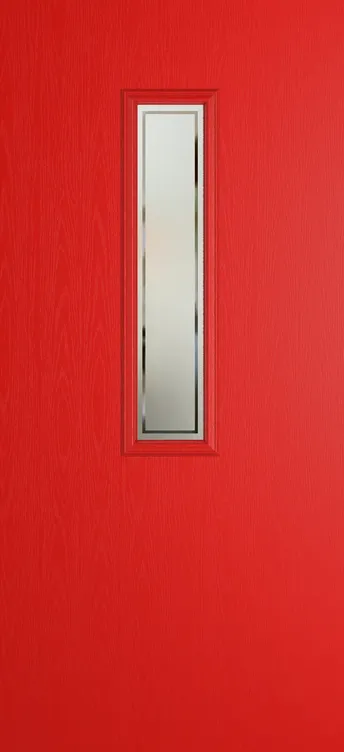 Barcelona 912 composite door in Candy Red with Victorian Border glass