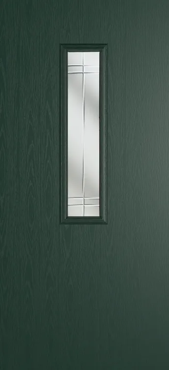 Barcelona 912 composite door in Green with Linear glass