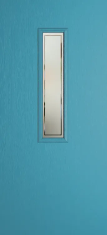 Barcelona 912 composite door in Light Blue with Victorian Border glass