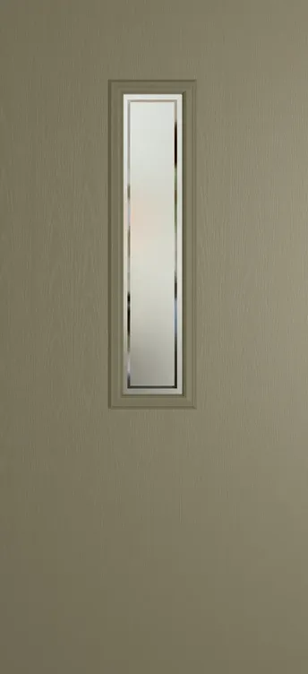 Barcelona 912 composite door in Olive Grey with Victorian Border glass