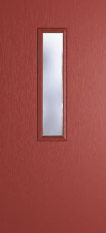 Barcelona 912 composite door in Red with Kensington glass