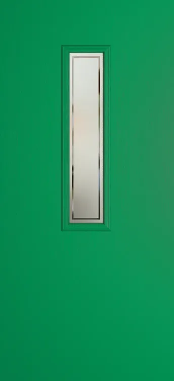 Barcelona 912 composite door in Signal Green with Victorian Border glass