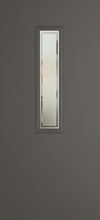 Barcelona 912 composite door in Slate Grey with Victorian Border glass