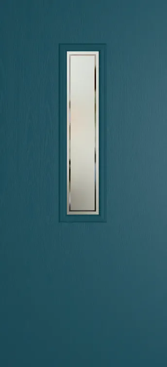 Barcelona 912 composite door in Tranquil Blue with Victorian Border glass