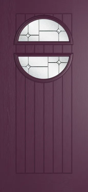 Berlin composite door in Aubergine with Zinc Art Star glass