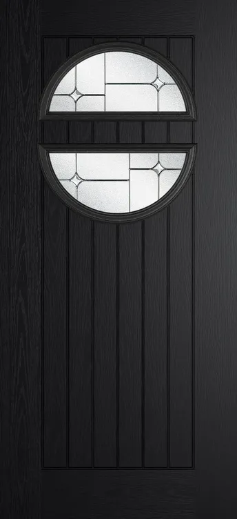 Berlin composite door in Black with Zinc Art Star glass