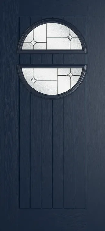 Berlin composite door in Blue with Zinc Art Star glass