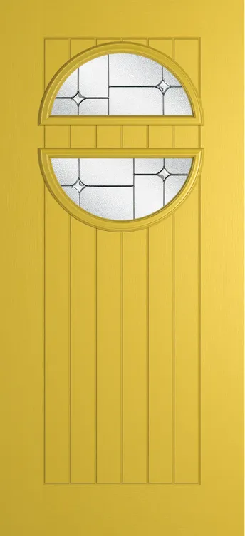Berlin composite door in Canary Yellow with Zinc Art Star glass
