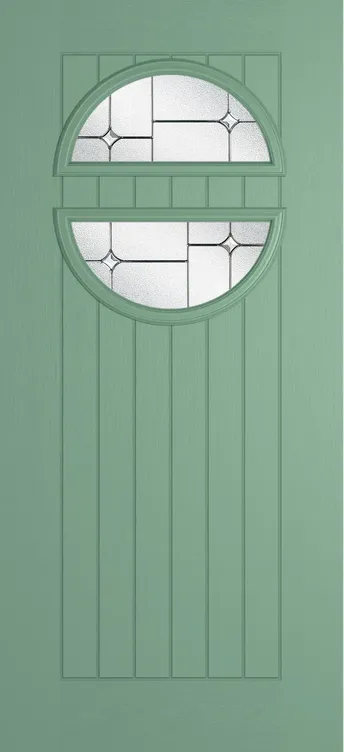 Berlin composite door in Chartwell Green with Zinc Art Star glass
