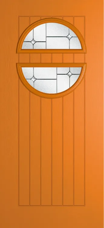Berlin composite door in Clementine with Zinc Art Star glass