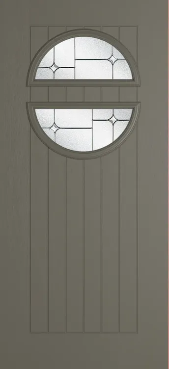Berlin composite door in Dolphin Grey with Zinc Art Star glass