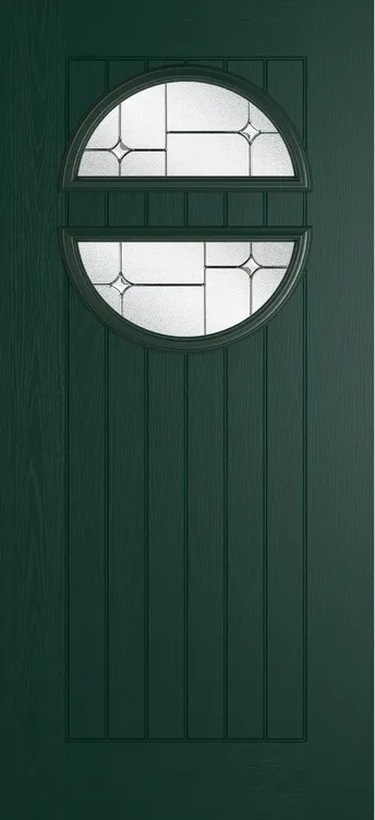 Berlin composite door in Green with Zinc Art Star glass