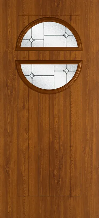 Berlin composite door in Light Oak with Zinc Art Star glass
