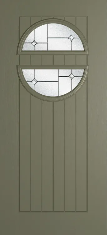 Berlin composite door in Olive Grey with Zinc Art Star glass