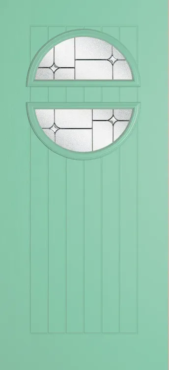 Berlin composite door in Pastel Turquoise with Zinc Art Star glass