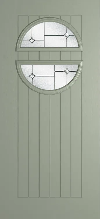 Berlin composite door in Pebble Grey with Zinc Art Star glass