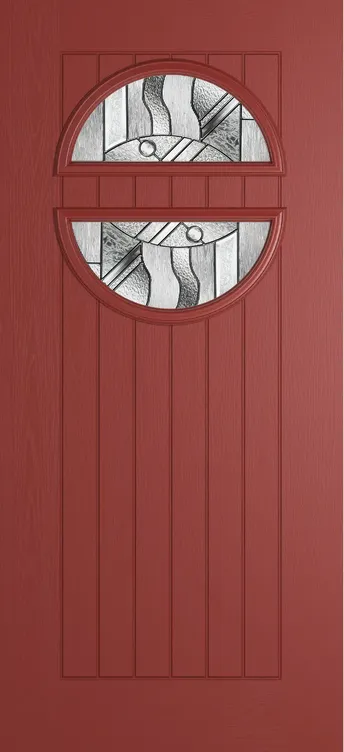Berlin composite door in Red with Abstract glass