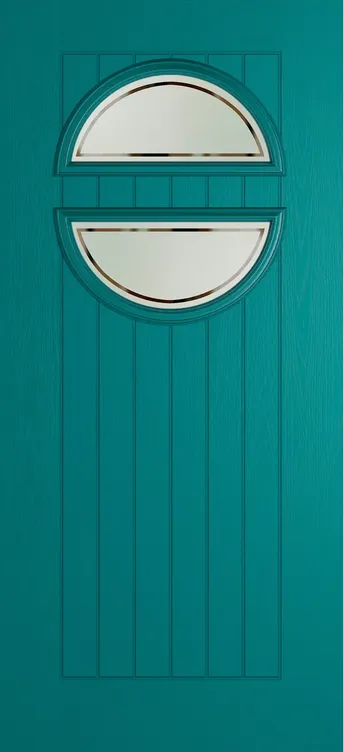 Berlin composite door in Teal with Victorian Border glass