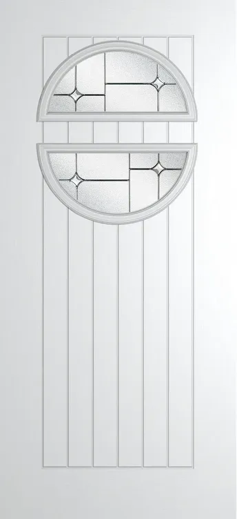 Berlin composite door in White with Zinc Art Star glass