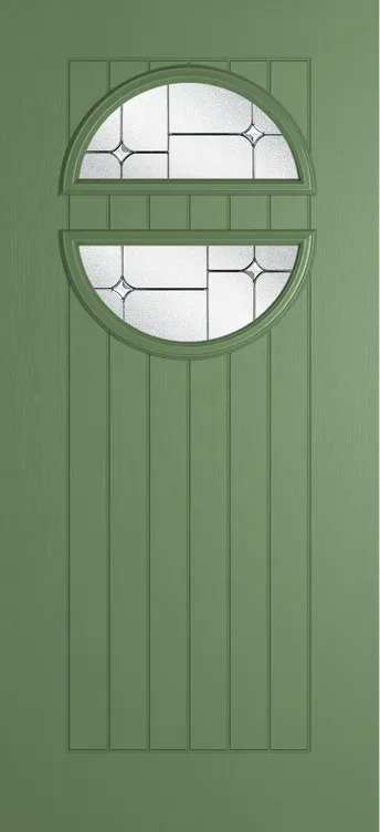 Berlin composite door in Woodland Green with Zinc Art Star glass