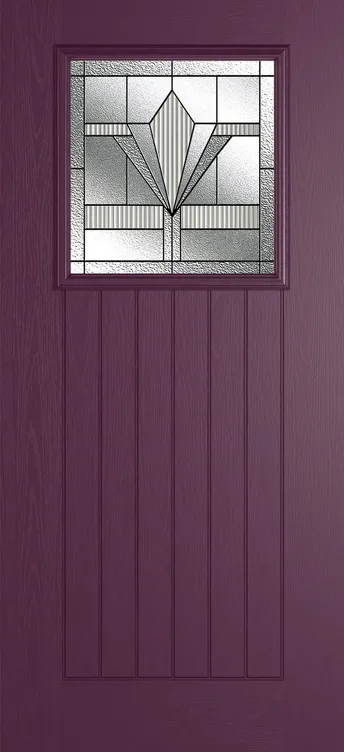 Bonn composite door in Aubergine with Belmont glass