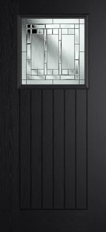 Bonn composite door in Black with New Orleans glass