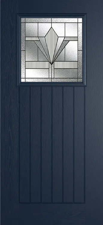 Bonn composite door in Blue with Belmont glass