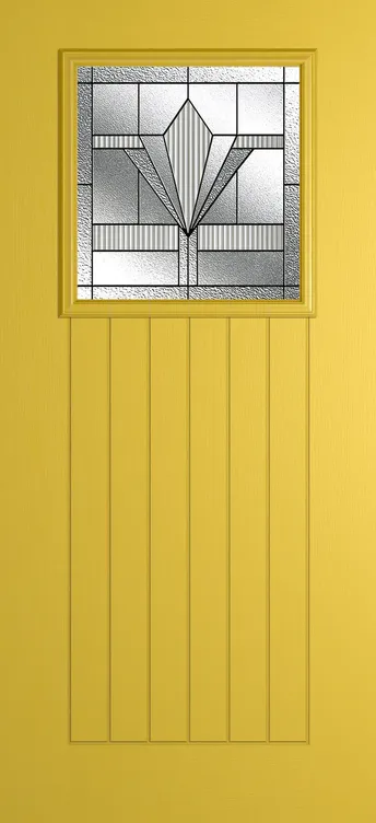 Bonn composite door in Canary Yellow with Belmont glass