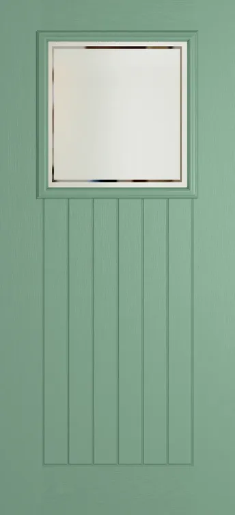 Bonn composite door in Chartwell Green with Victorian Border glass