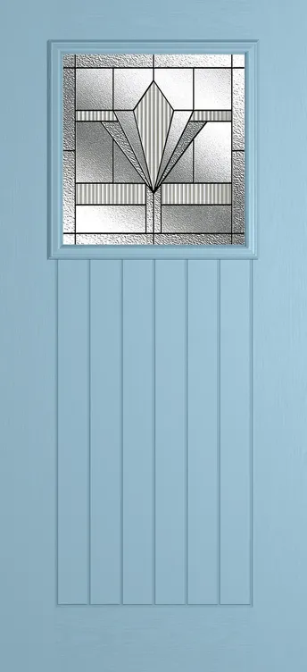 Bonn composite door in Duck Egg Blue with Belmont glass