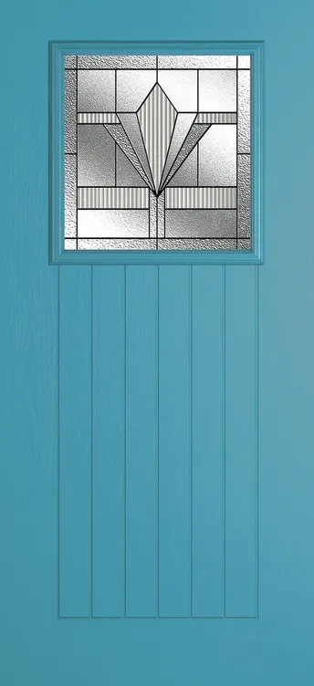Bonn composite door in Light Blue with Belmont glass
